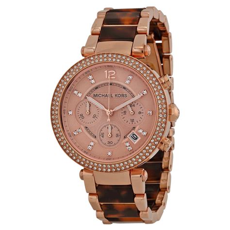 mk5538 michael kors rose gold & tortoiseshell watch